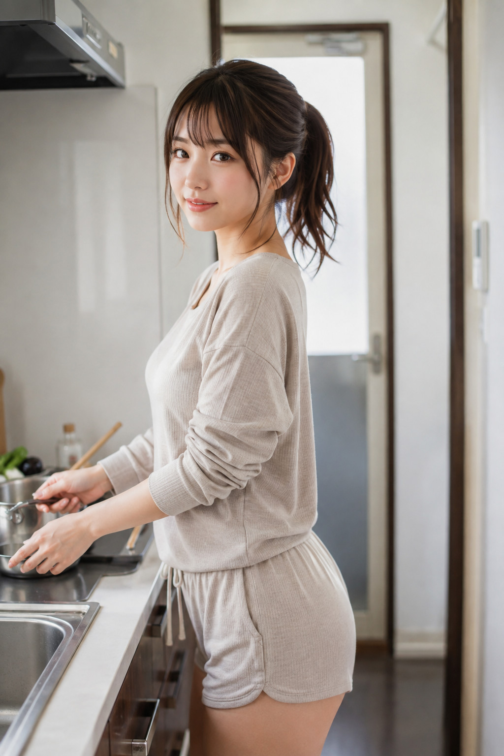 同棲している彼女の普段着/部屋着が映えるAI画像