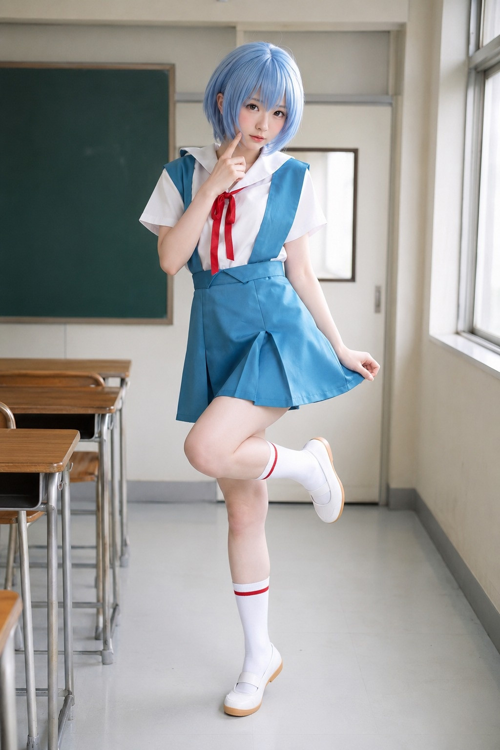 「エヴァンゲリオン 綾波レイ(制服)」実写/リアル系のAIコスプレ画像