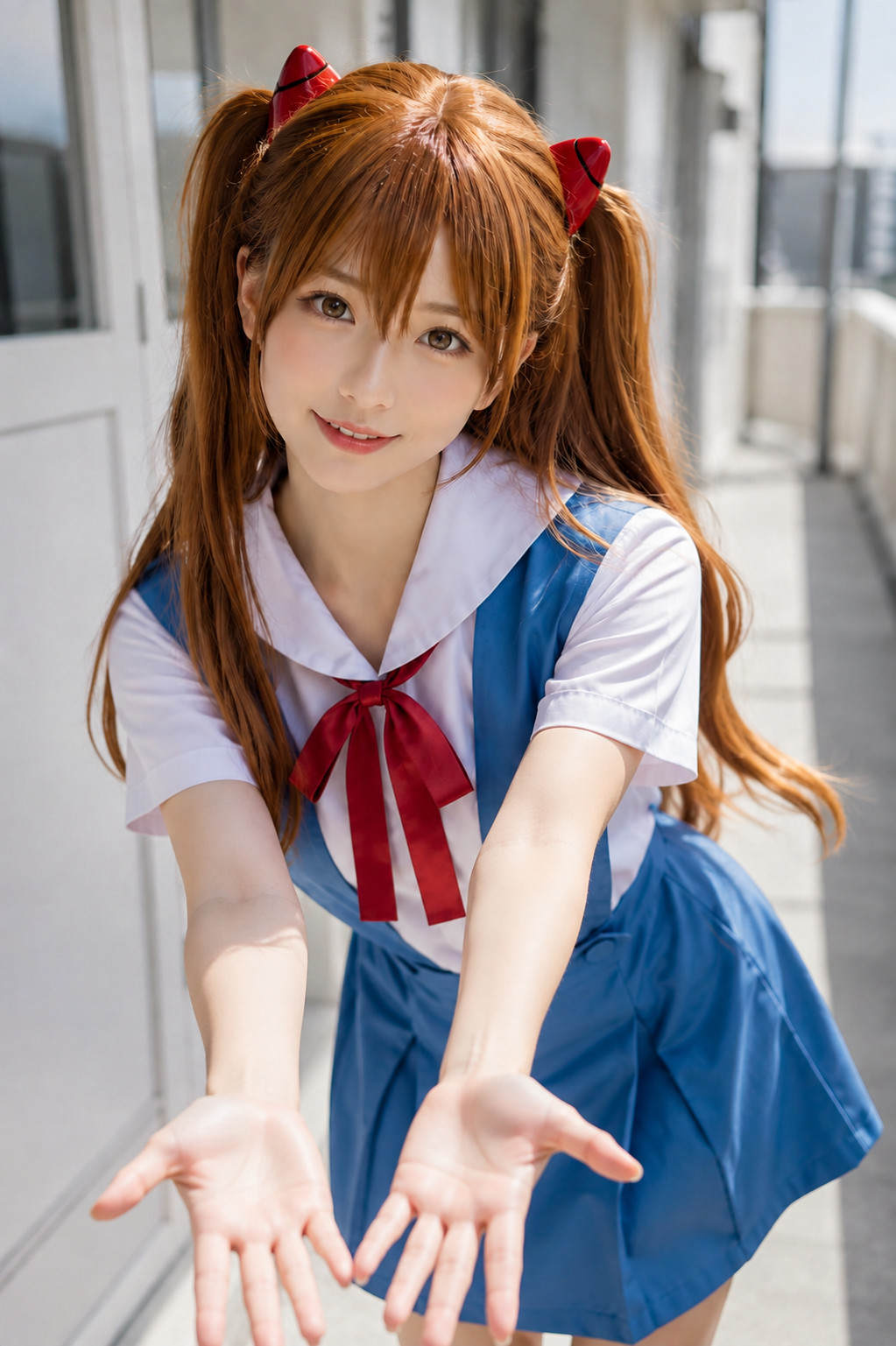 「エヴァンゲリオン 惣流・アスカ・ラングレー(制服)」実写/リアル系のAIコスプレ画像