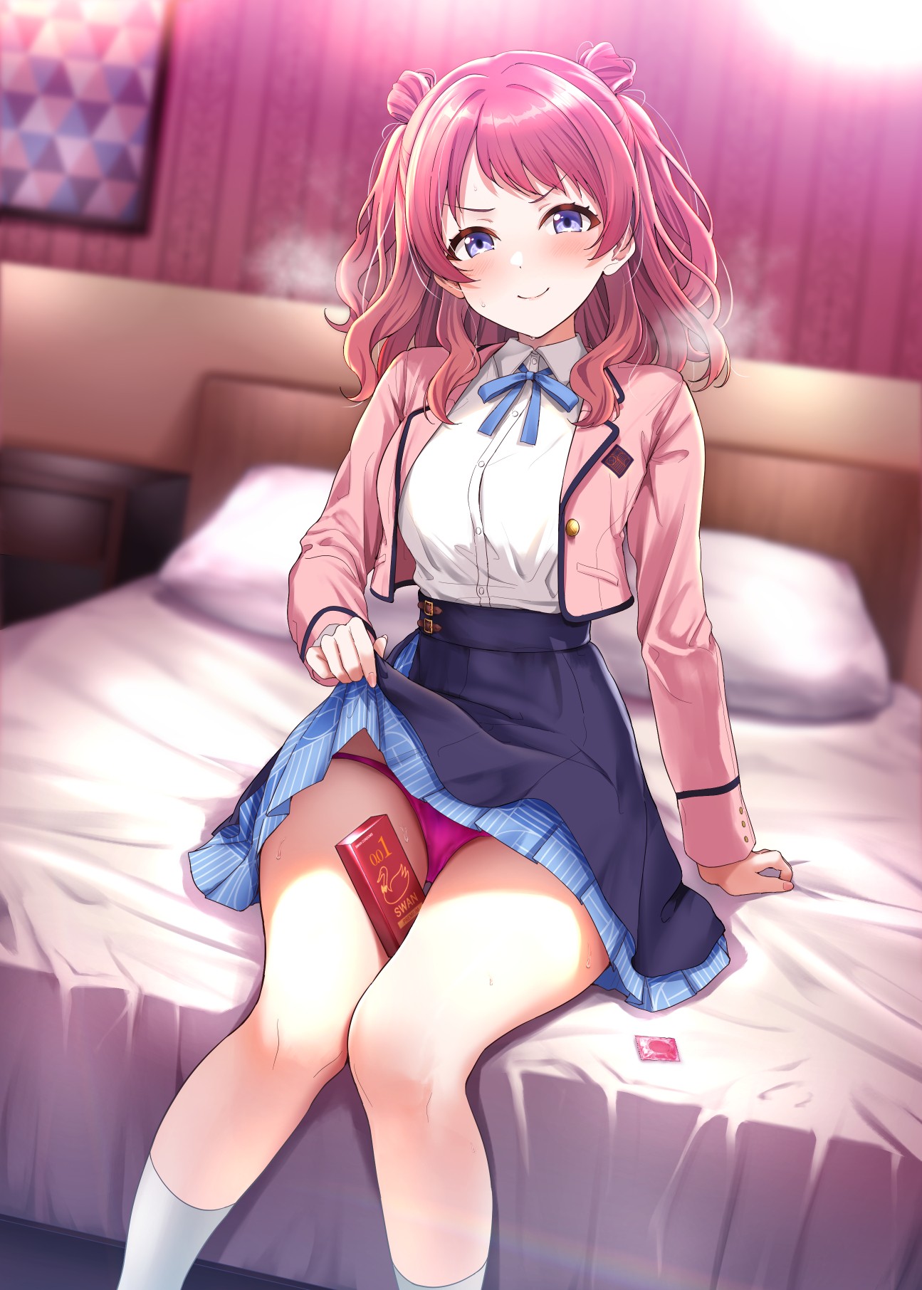 たくし上げパンチラの2次元エロ画像