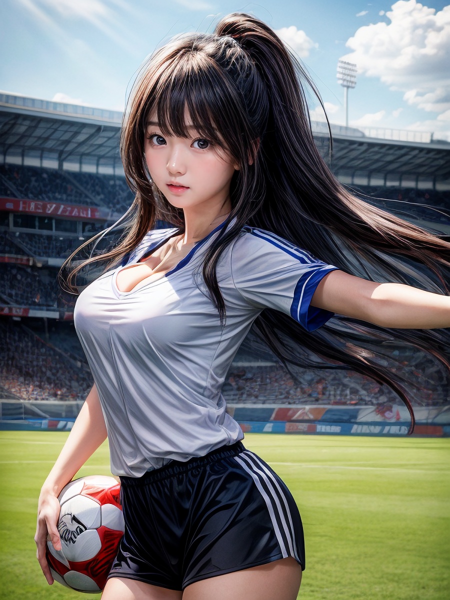 サッカー女子のスポーツAIコスプレ画像